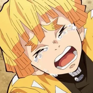 ⚡ Zenitsu Agatsuma Demon Slayer 애니메이션, 귀멸의 칼날, 울음, 슬픔, 젠이츠, 표정 telegram sticker