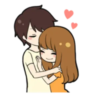 👥 amor, casal, afeição, corações, desenho animado, abraço whatsapp sticker