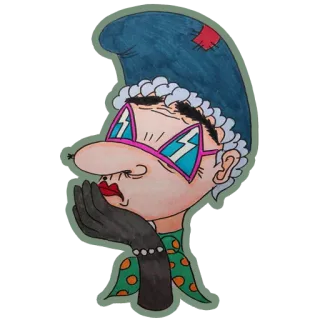 ☹️ cartoon, character, grandmother, stylish, sunglasses whatsapp sticker