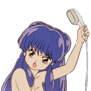🚿 Anime, Ducha, Chica, Expresión, Irritada whatsapp sticker