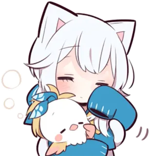 😪 Anime, Orelhas de gato, Sonolento, Fofo, Chibi, Kawaii telegram sticker