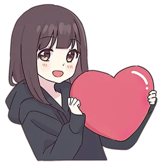 🥰 anime girl, heart, love, cartoon, kawaii, cute telegram sticker