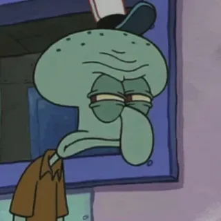 😒 Squidward Tentacles SpongeBob SquarePants สควิดวอร์ด, สพันจ์บ็อบ, การ์ตูน, อารมณ์, เบื่อ, นิคเคิลโอเดียน telegram sticker