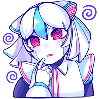 😵‍💫 애니메이션, 로봇, 캐릭터, 귀여운, 혼란스러움, 생각, 스티커 telegram sticker