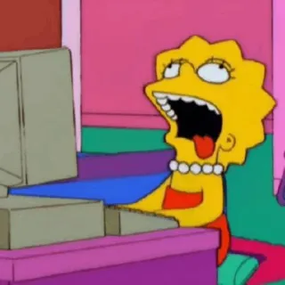 🌿 Lisa Simpson The Simpsons Lisa Simpson, The Simpsons, cartoon, computer, screaming, yellow telegram sticker