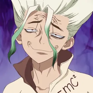 🌏 Senku Ishigami Dr. Stone E=mc^2 anime, Dr. Stone, Senku Ishigami, science, character, humor telegram sticker