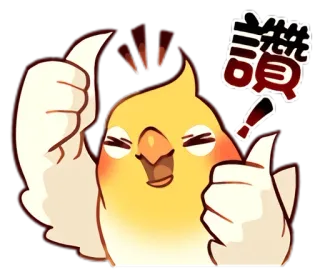 👍 讚 pássaro, joinha, aprovação, fofo, desenho animado, positivo telegram sticker