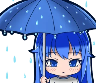 ☔️ Anime, Chica, Paraguas, Lluvia, Triste telegram sticker
