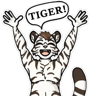 🐯 TIGER! tigre, animal, dessin animé, mignon, autocollant, poilu telegram sticker