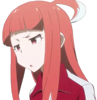 😕 Anime, Cartoon, Frau, Mädchen, rote Haare, Figur, ernst whatsapp sticker