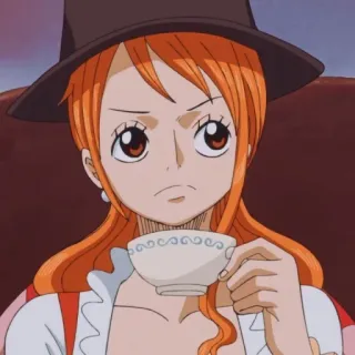 🍊 Nami One Piece 애니메이션, 원피스, 나미, 소녀, 모자, 차 telegram sticker