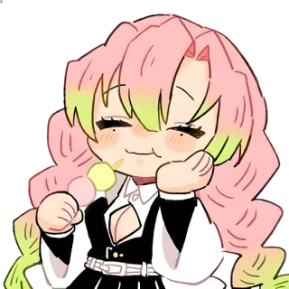 👾 Mitsuri Kanroji Demon Slayer Anime, Demon Slayer, Mitsuri Kanroji, Chibi, Fofo, Comida telegram sticker