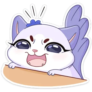 ☺️ cat, cute, animal, sticker, cartoon, kawaii, purple, cheerful whatsapp sticker