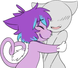 🤗 การ์ตูน, แมว, กอด, น่ารัก, สัตว์, มิตรภาพ telegram sticker