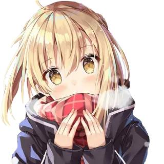 🥰 Anime, Cô gái, Khăn quàng cổ, Dễ thương, Hoạt hình telegram sticker
