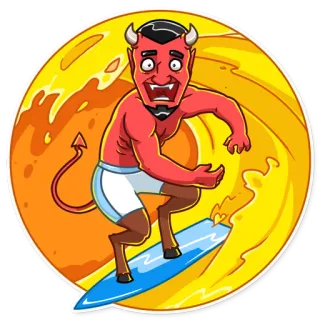 🏄 diabo, surf, surf, vermelho, chifres, ondas telegram sticker