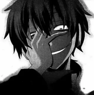 🌟 Anime, Manga, Oscuro, Hombre, Malvado, Sonrisa burlona telegram sticker
