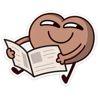 😏 heart, reading, newspaper, cartoon, character, happy, whimsical telegram sticker