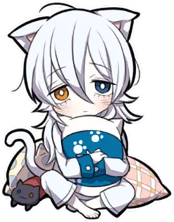 😶 Anime, Kot, Chibi, Kawaii, Słodki, Zwierzę, Śpiący telegram sticker