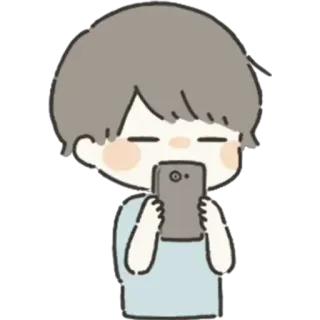 😅 мультфильм, персонаж, телефон, технологии, мальчик telegram sticker