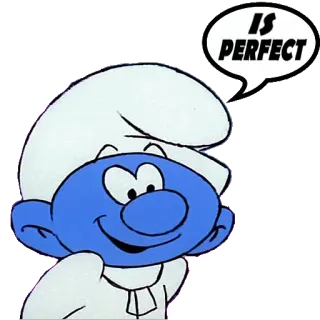 👼 Smurf IS PERFECT Cartone animato, Puffi, Blu, Perfetto, Divertente telegram sticker