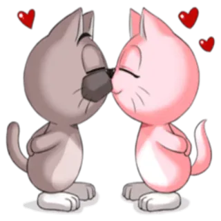 💏 猫, キス, 愛, ハート, かわいい, 動物, アニメ telegram sticker