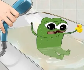 🌟 Pepe the Frog pepe, rana, paperella di gomma, bagno, vasca da bagno telegram sticker