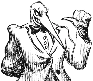 😈 dessin animé, monstre, personnage, oiseau, costume, nœud papillon whatsapp sticker