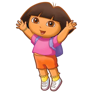 🙌 Dora Dora the Explorer การ์ตูน, นักสำรวจ, เด็ก, กระเป๋าเป้, เป็นมิตร telegram sticker