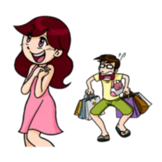😣 cartoon, shopping, couple, humor, woman, man telegram sticker