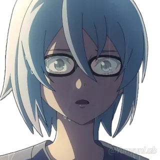 🌧 YunyunLab anime, menangis, sedih, karakter, kacamata, emosional telegram sticker