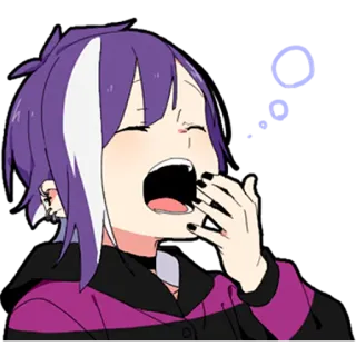 🥱 anime, cartoon, yawning, tired, bored whatsapp sticker