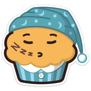 😴 zzz คัพเค้ก, นอนหลับ, zzz, น่ารัก, การ์ตูน, ง่วงนอน, หมวกคลุมผม telegram sticker