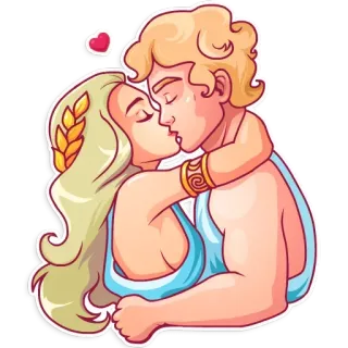 😚 จูบ, คู่รัก, ความรัก, โรแมนติก, การ์ตูน telegram sticker