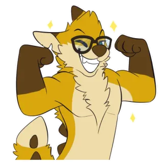 💪 fox, furry, animal, glasses, cartoon, character, anthropomorphic telegram sticker