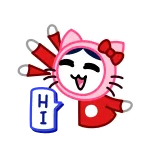 👋 Hi hola, saludo, gato, dibujos animados, lindo, saludo con la mano telegram sticker