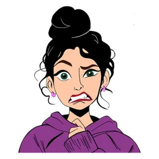 😳 dibujos animados, mujer, molesta, enojada, ilustración, femenina telegram sticker