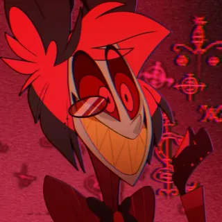 😈 Alastor Hazbin Hotel dibujos animados, demonio, rojo, personaje, Hazbin Hotel, Alastor, sonriendo whatsapp sticker
