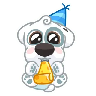 🥳 puppy, dog, party, celebration, cartoon, cute, animal, birthday telegram sticker