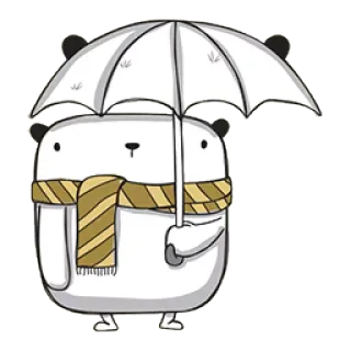 ☔ Panda, Regenschirm, Schal, süß, Tier, Cartoon, Bär telegram sticker