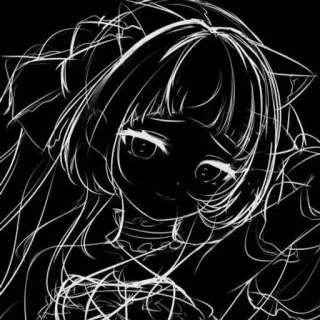 🖤 Anime, Gato, Garota, Escuro, Esboço, Orelhas de gato telegram sticker