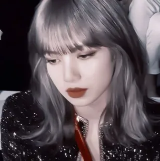 🎧 Lisa kpop, cantante, mujer, celebridad, entretenimiento, pelo gris whatsapp sticker