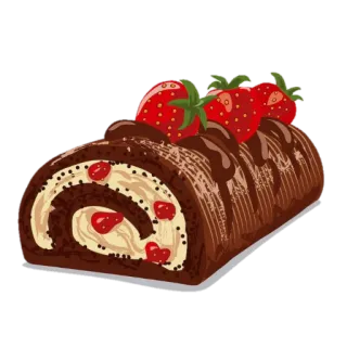 🎂 brazo de gitano, pastel de chocolate, fresa, postre, dulce, pastelería, comida telegram sticker