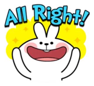 👍 All Right! Hase, aufgeregt, Kaninchen, glücklich, niedlich telegram sticker