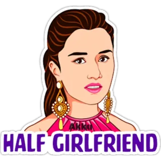 😳 HALF GIRLFRIEND mujer, dibujos animados, pegatina, título de película, pendientes, Half Girlfriend, Bollywood telegram sticker