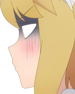 😨 аниме, мультфильм, обеспокоенный, блондинка, женщина, пот telegram sticker