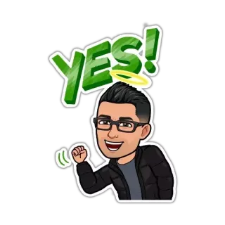 😃 YES! да, праздник, Bitmoji, успех, позитив, мультфильм, одобрение telegram sticker