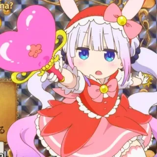 ☁️ Kanna Kamui Miss Kobayashi's Dragon Maid Anime, Kanna Kamui, Miss Kobayashi's Dragon Maid, carino, Chibi, cuore, coniglio, Kawaii telegram sticker