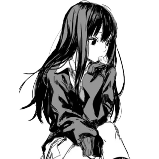 😔 Anime, Manga, Mädchen, Schwarzweiß, Traurig, Niedlich telegram sticker