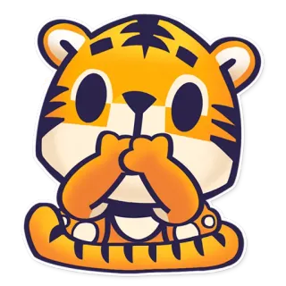 😲 tigre, animal, fofo, desenho animado, kawaii, adesivo, mamífero telegram sticker
